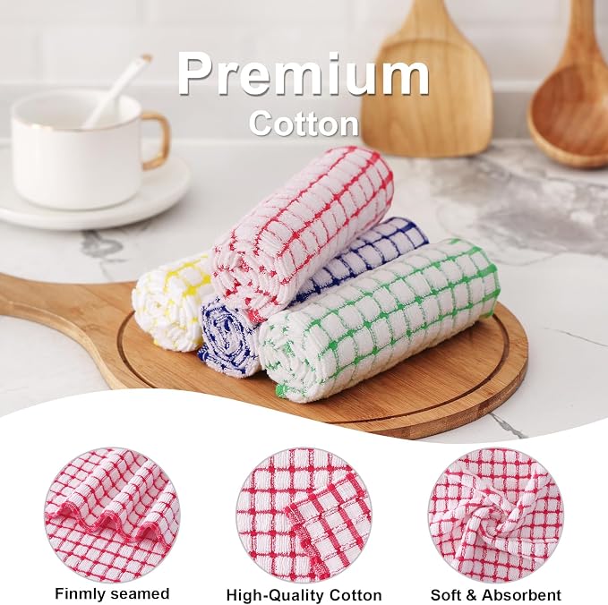 Kitinjoy Cotton 8 Pack Terry Kitchen Dish Cloths, 12 x 12 Inches Super Soft and - Image 2