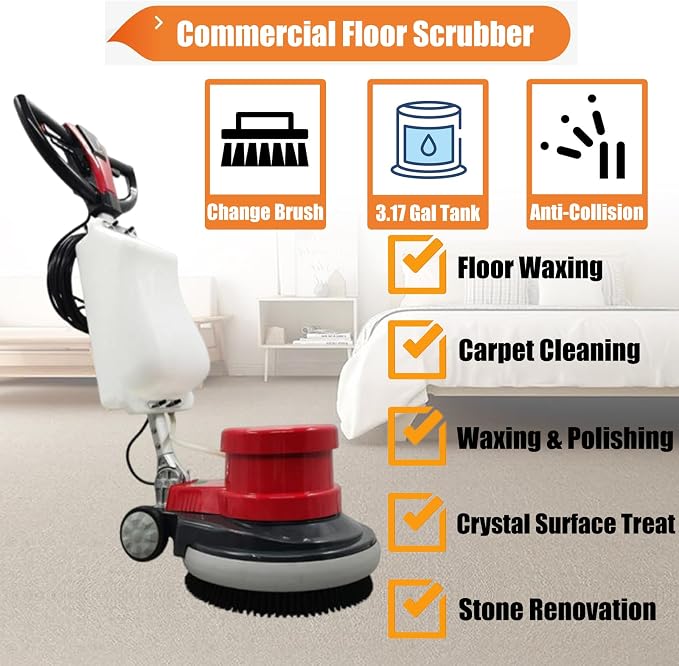 Commercial Floor Cleaning Machine 17" Floor Cleaner and Polisher Industrial - Image 2
