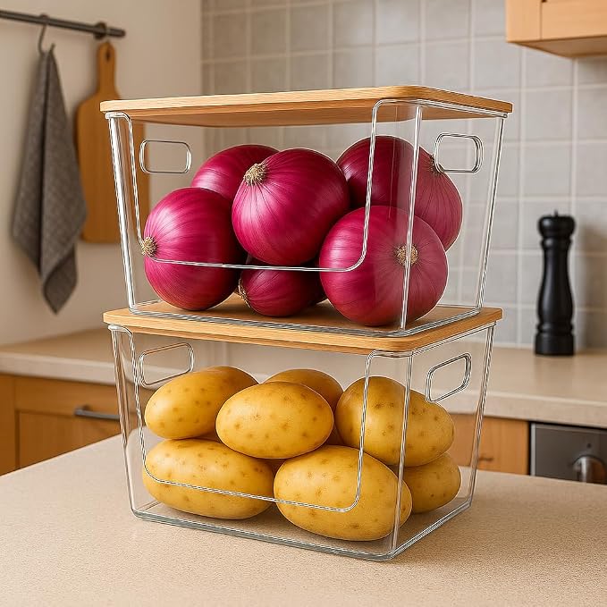6 Pack Clear Stackable Storage Bins - Image 6