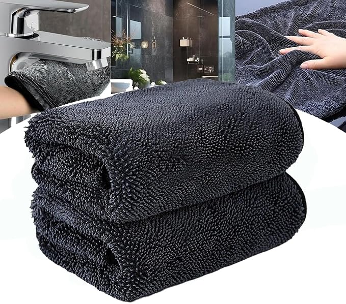 Shiny Microfiber Wipes Bath Shower Cleaning Cloths, 1300gsm Super Absorbent by HYCIM