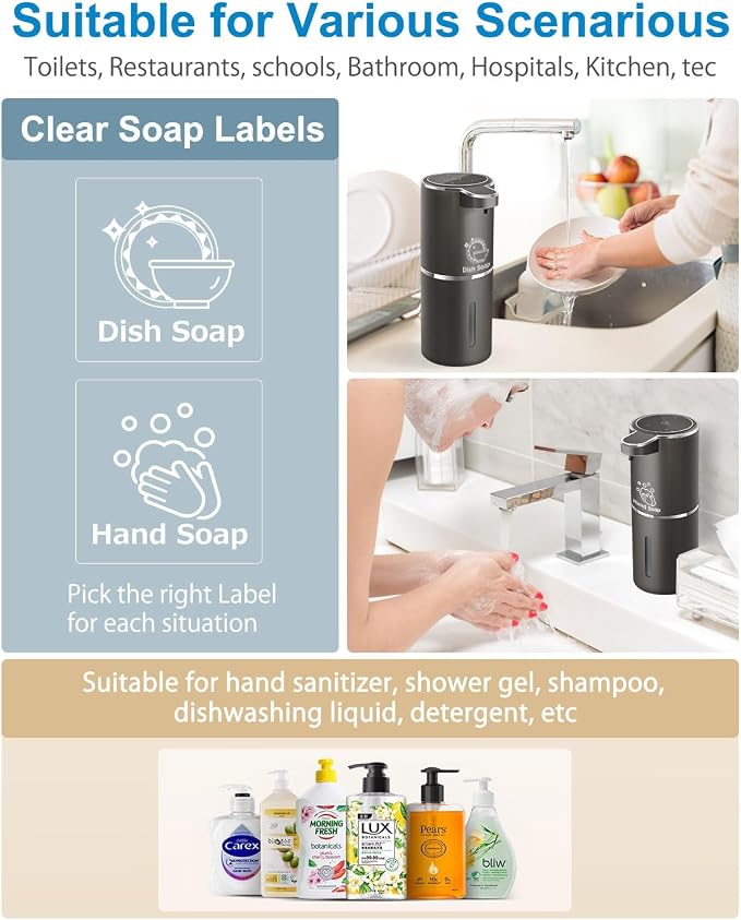 Automatic Liquid Soap Dispenser, 4-Level Adjustable, Wall Mount, USB - Image 6