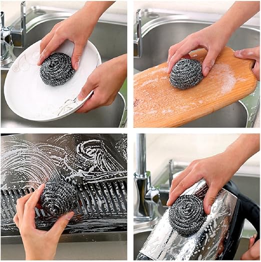 6 Pack Stainless Steel Wool Scrubber, Scrubbing Scouring Pad, Steel Wool - Image 5