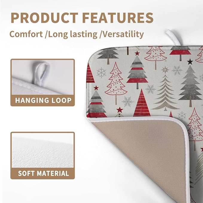Christmas Dish Drying Mats for Kitchen Counter Xmas Tree Drying Mat Winter - Image 3