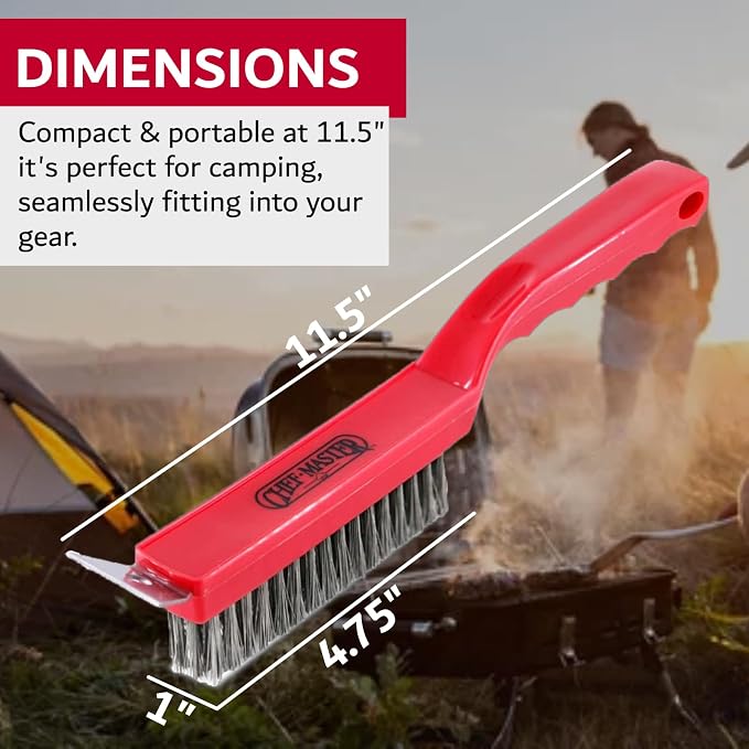 Chef Master Grill Brush with Scraper Head – Heavy-Duty Wire Bristle Cleaner - Image 2