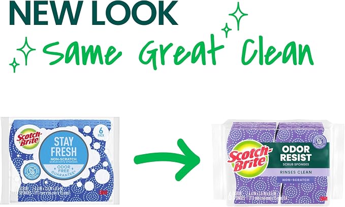 Scotch-Brite Odor Resist Non-Scratch Scrub Sponge, Dishwasher-Safe Kitchen - Image 2