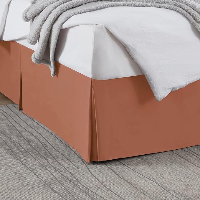 Nestl Rust Bed Skirt King Size - King Bed Skirt 14 Inch Drop - Brushed Microfiber Bed Skirts - Hotel Quality Pleated Bed Skirt - Shrinkage & Fade Resistant