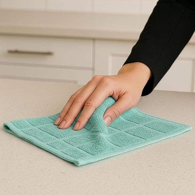 DecorRack 10 Pack 100% Cotton Kitchen Towels, 12x12 inch Soft Terry Dishcloths - Image 3
