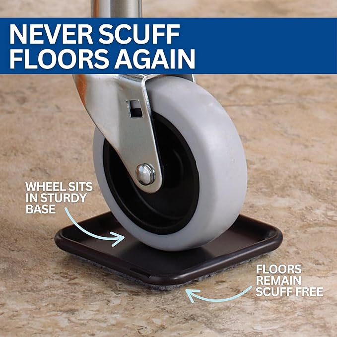 SoftTouch 2 1/2" Square Reusable Carpet Bottom Furniture Caster Cups to Protect - Image 4
