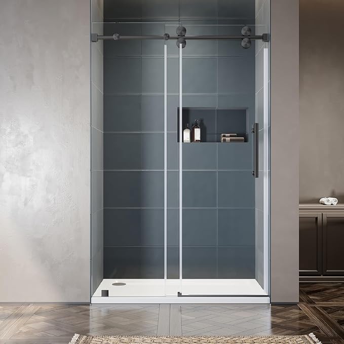 50-55 Inch x 80 Inch Sliding Frameless Shower Door, 3/8" Tempered Glass - Image 7