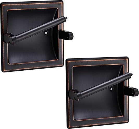 Toilet Paper Holder 2 Pack, Recessed Pivoting Toilet Paper Holder Wall Mount by WZKALY