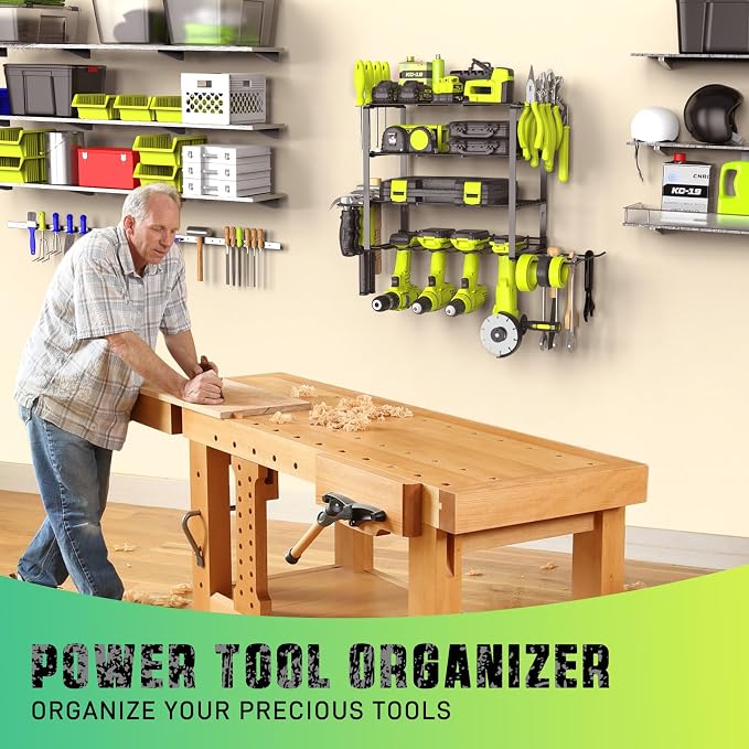 Power Tool Organizer, 4 Drill Holder Wall Mount, Garage Tool Organizer and - Image 7