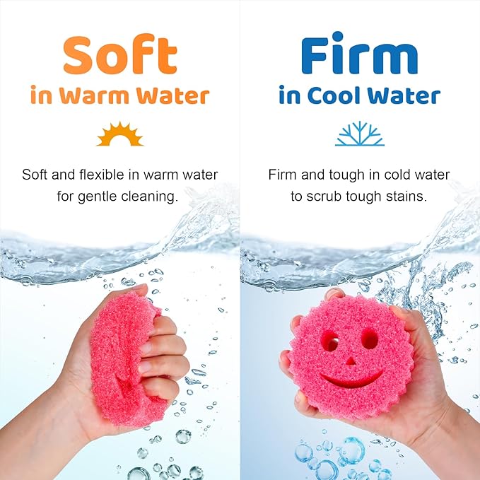 12 Colorful Smile Scrub Sponges, Temperature Controlled Dish Sponge, Bulk - Image 4