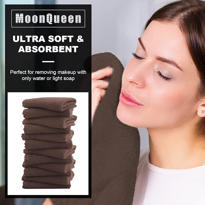 MOONQUEEN Microfiber Facial Cloths Fast Drying Washcloth 12 Pack - Image 2