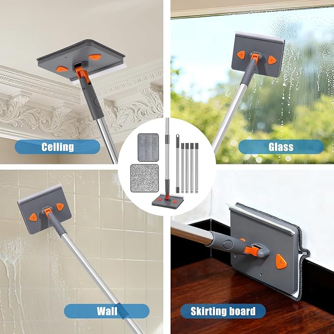 Mops for Floor Cleaning with 57" Long Handle, Baseboard Cleaner Tool with 84" - Image 4