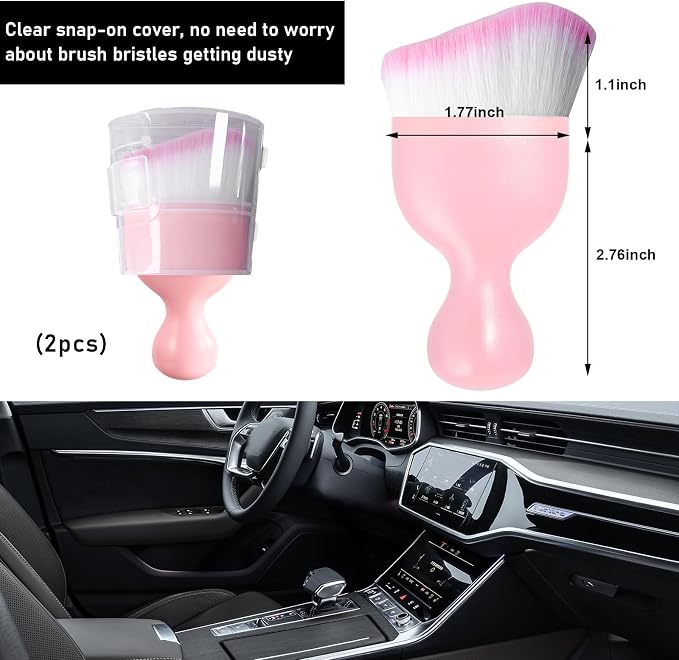 Ziciner 2 PCS Car Detailing Brush, Curved Soft Bristles Auto Removal Dust - Image 2