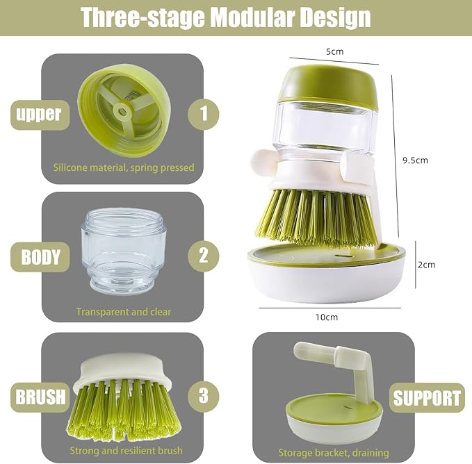Soap Dispenser Dish Brush Palm Brush Scrub Brush Equipped - Image 2