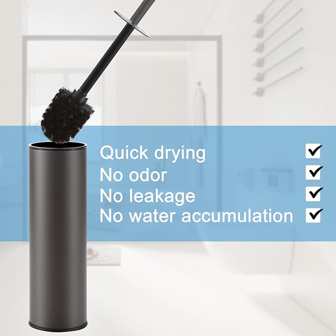 BGL Gunmetal Grey Toilet Brush and Holder, Stainless Steel Toilet Brushes - Image 3