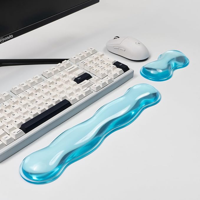 Ergonomic Silicone Gel Keyboard and Mouse Wrist Rest Set – Clear Wrist Rest by Sumgsn