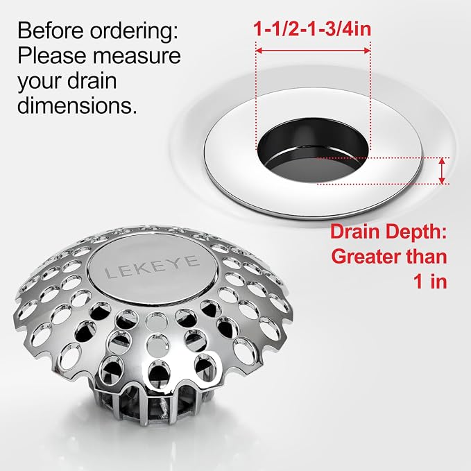 LEKEYE Tub Stopper | Shower Drain Hair Catcher | Bathroom Bathtub Plug | Pop Up - Image 6