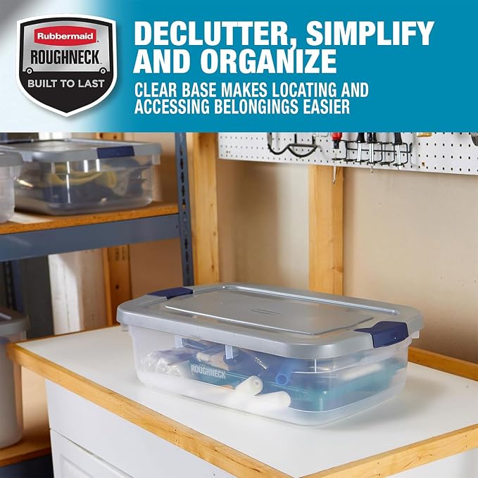 Rubbermaid Roughneck Clear 31 Qt/ 7.75 Gal Storage Containers, Visible Base - Image 3