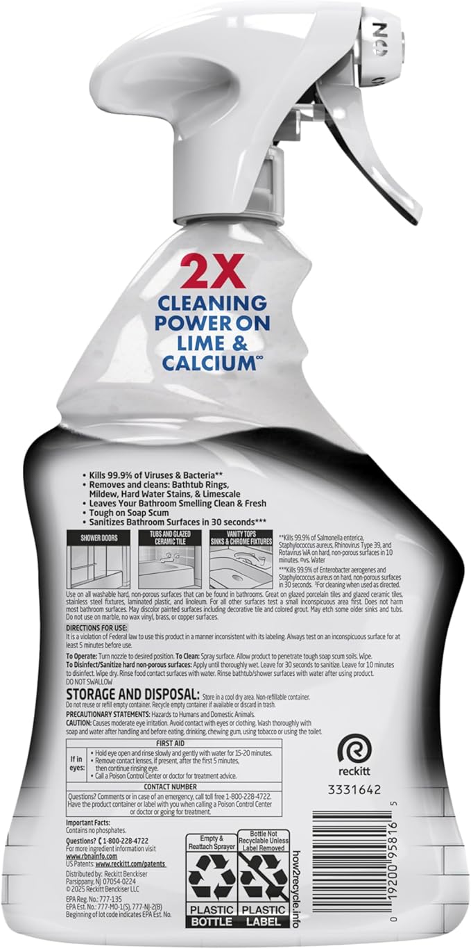 Lysol Power Limescale Remover Bathroom Cleaner Spray, Hard Water Stain Remover - Image 7