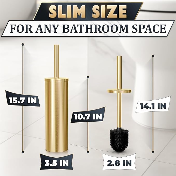 Gold Toilet Brush and Holder Set - Image 4
