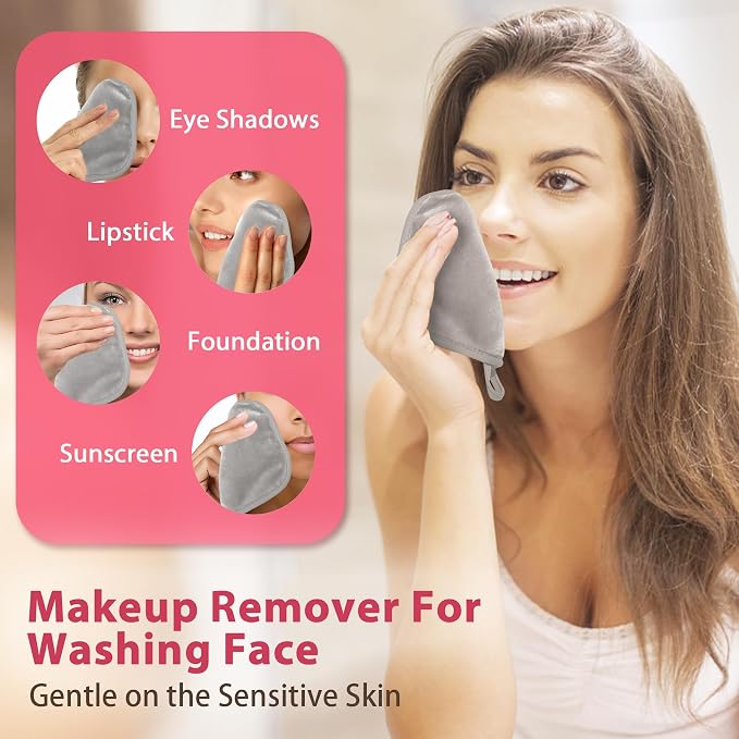 Makeup Remover Cloth, 12 Pack Makeup Remover Pads Microfiber Face Washcloth - Image 2