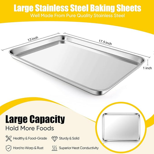 Homikit 2 Pack Baking Sheet, 18” x 13” Stainless Steel Large Cookie Pan Set - Image 2