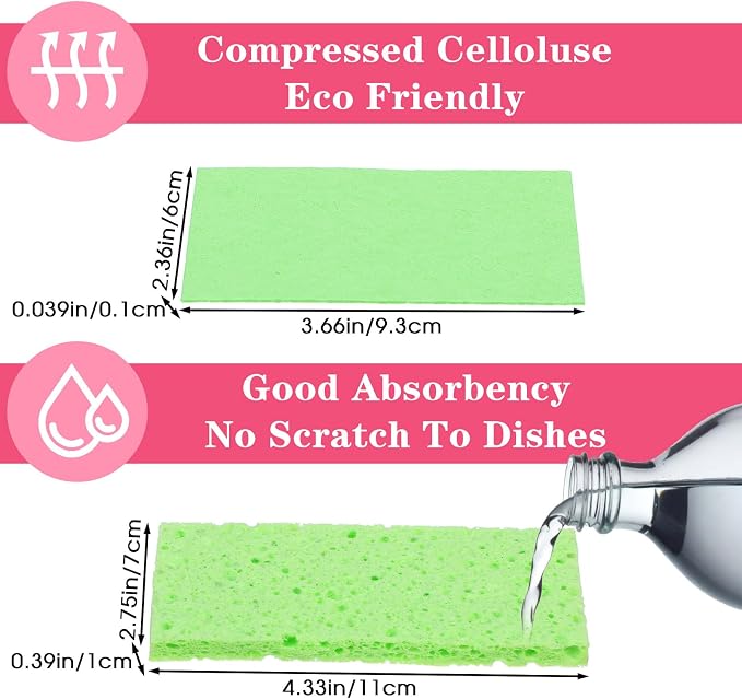 Sibba 16Pcs Cellulose Kitchen Sponges, 6 Color Compressed Cleaning Sponges - Image 2
