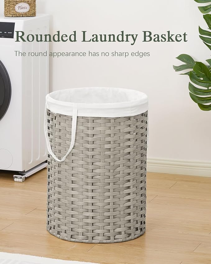 Laundry Basket Round Rattan Laundry Hamper 29.1 Gal Handwoven Large Wicker - Image 2