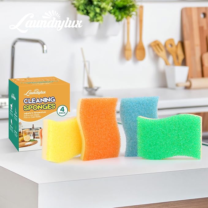 Scrub Sponge, 4 Pack Dual-Sided Temperature-Responsive Scrubber - Image 7