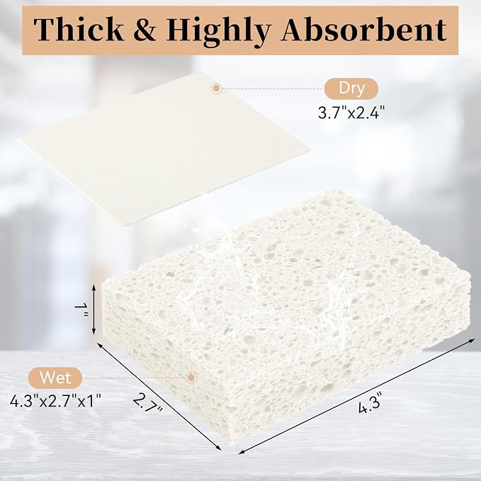 6 Pcs Kitchen Sponges for Dishes Cleaning, Non Scratch for Non Stick Cookware - Image 2