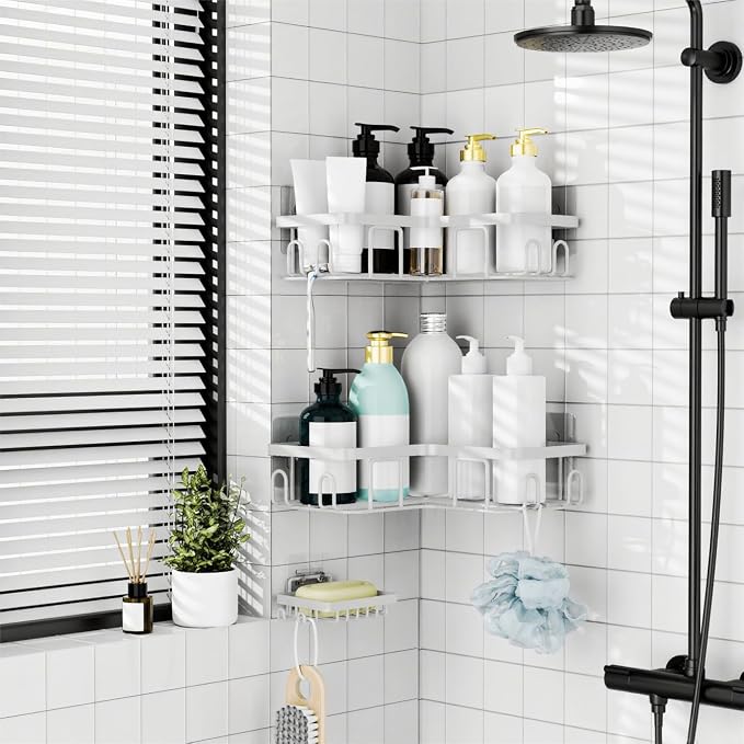 Moforoco Corner Adhesive Shower Caddy, - Image 6