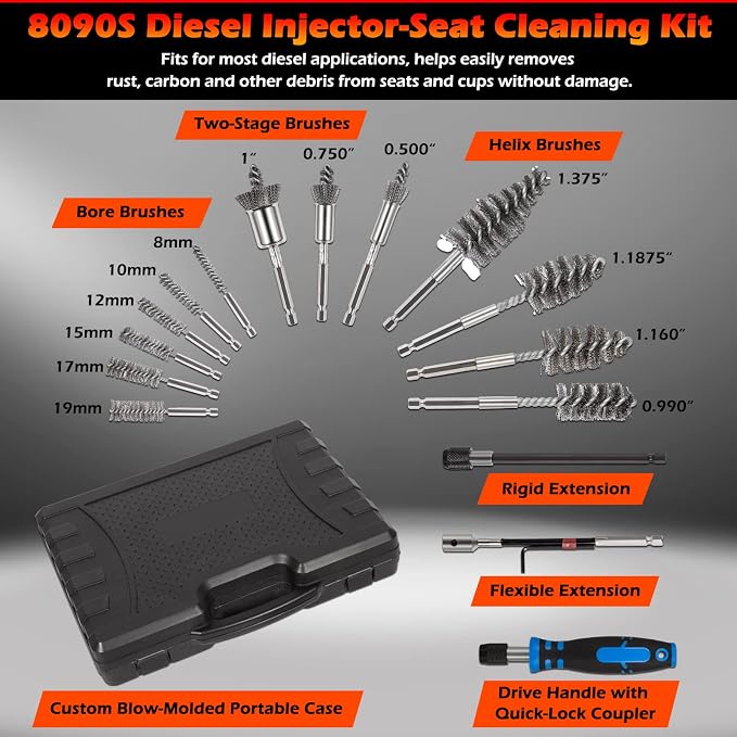 Professional Diesel Injector-Seat Cleaning Kit 8090S on Cylinder Heads - Image 6