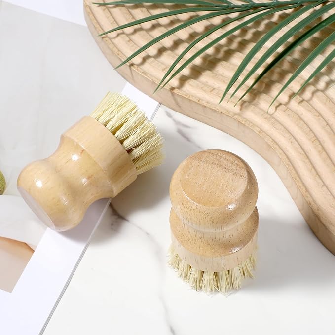 10 Pack Bamboo Dish Brush Set, Natural Dish Scrub Brush - Image 6