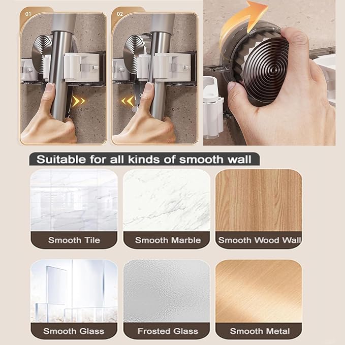 6 Pack Broom Holder Wall Mount Mop Hanger, No Drill Suction Cup Mop Broom - Image 6