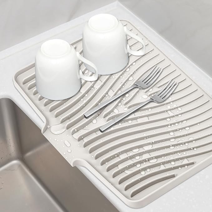 Silicone Dish Drying Mat for Kitchen Counter, Dish Drying Pad, Non-Slip Drain by TIKNIKHomeOutdoor