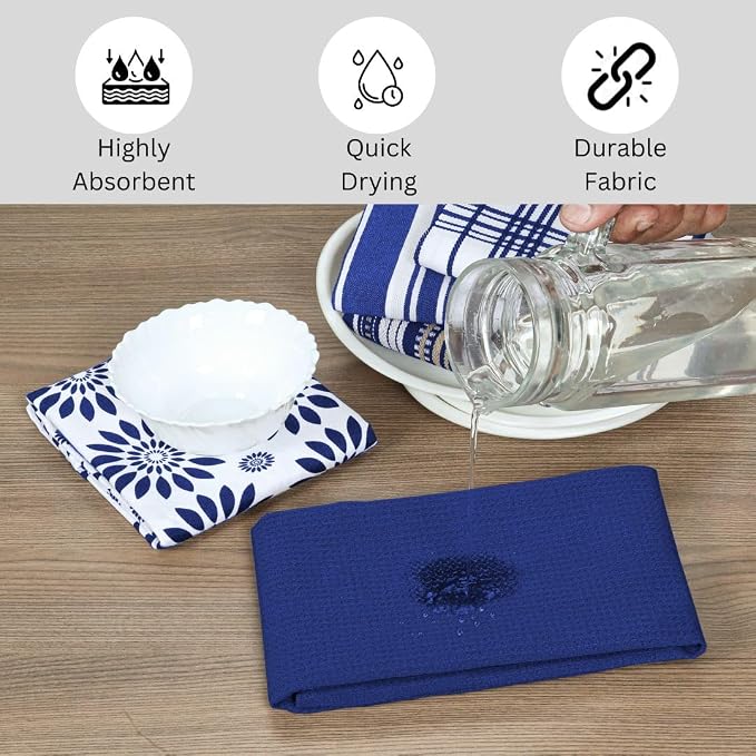 Assorted Kitchen Towels Large 16x26 Inch 100% Cotton Set of 5 - Image 3