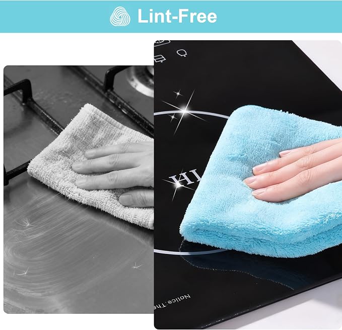 JOYMOOP Microfiber Cleaning Cloths Cyan, 11.8" x 11.8" Kitchen Towels – - Image 7