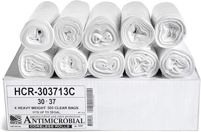 Aluf Plastics HCR-303713C High Density Star Sealed Coreless Roll Bags, 30 gal by AlufPlastics