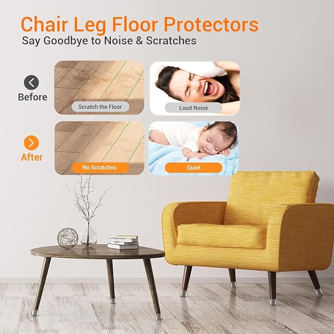 36Pcs Black Square Chair Leg Floor Protectors, Felt Furniture Pads - Image 2