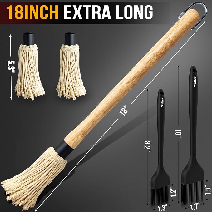 Walfos Basting Brush Silicone and BBQ Mop, Grill Basting Mop - Image 6