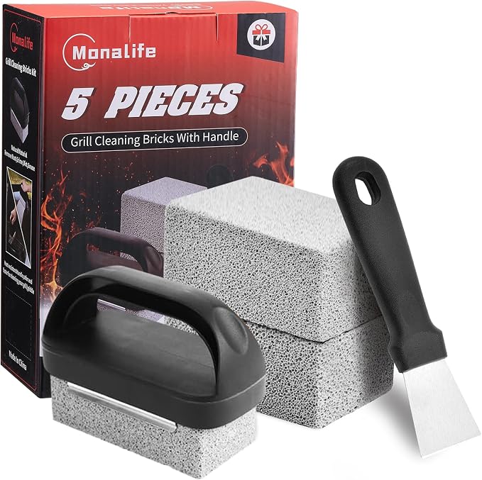 Grill Cleaner with Handle, Grill Cleaning Kit Tool by Monalife