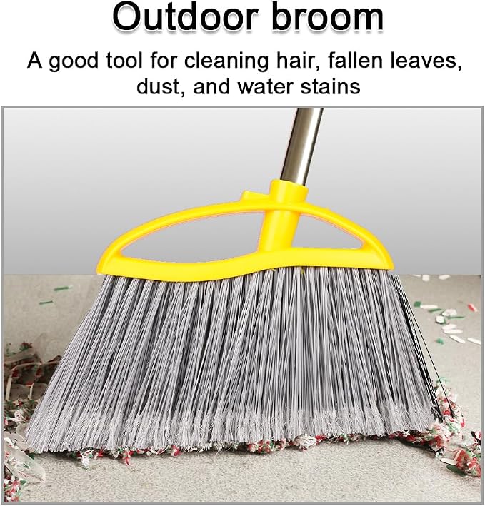 Stainless Steel Dustpan with Outdoor Stiff Bristles Broom, Long Handle Metal - Image 6