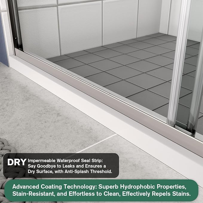 Bypass Glass Shower Door 50-54" W x 70" H - Image 6