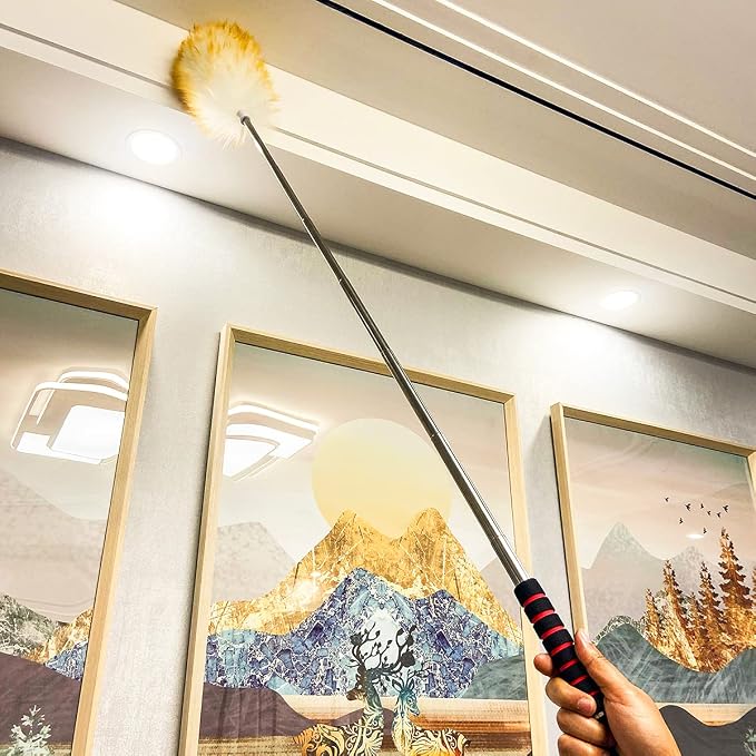 MKUN Lambs Wool Feather Duster extendable Stainless Steel Handle - Image 3