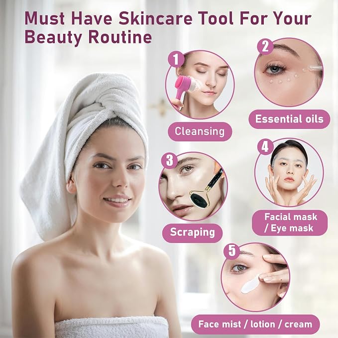 Face Brush 2 in 1, Silicone Facial Cleansing Exfoliating Brush Soft Bristles - Image 6