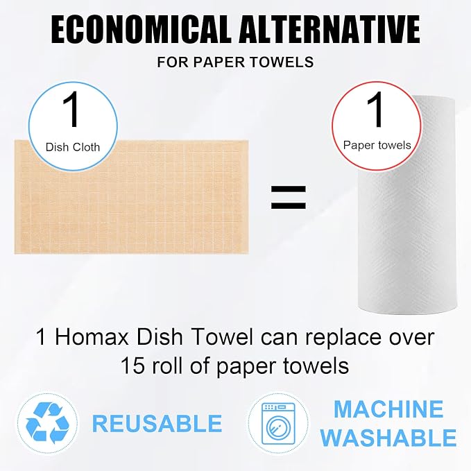 Homaxy 100% Cotton Terry Kitchen Towels, Checkered Designed, Soft and Super - Image 7