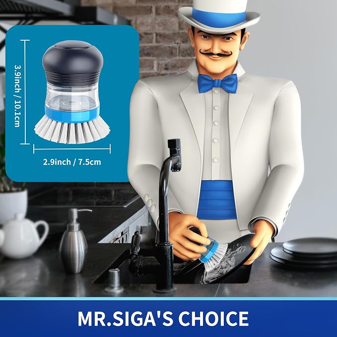 MR.SIGA Soap Dispensing Palm Brush, Kitchen Brush - Image 3