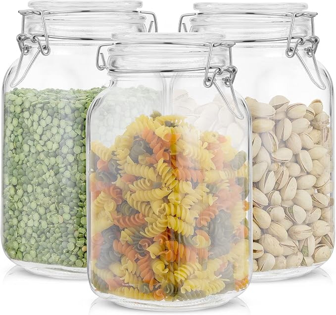 Airtight Glass Jars with Lids Set of 3. 50oz Glass Jar with Lid and 6 Silicone - Image 7